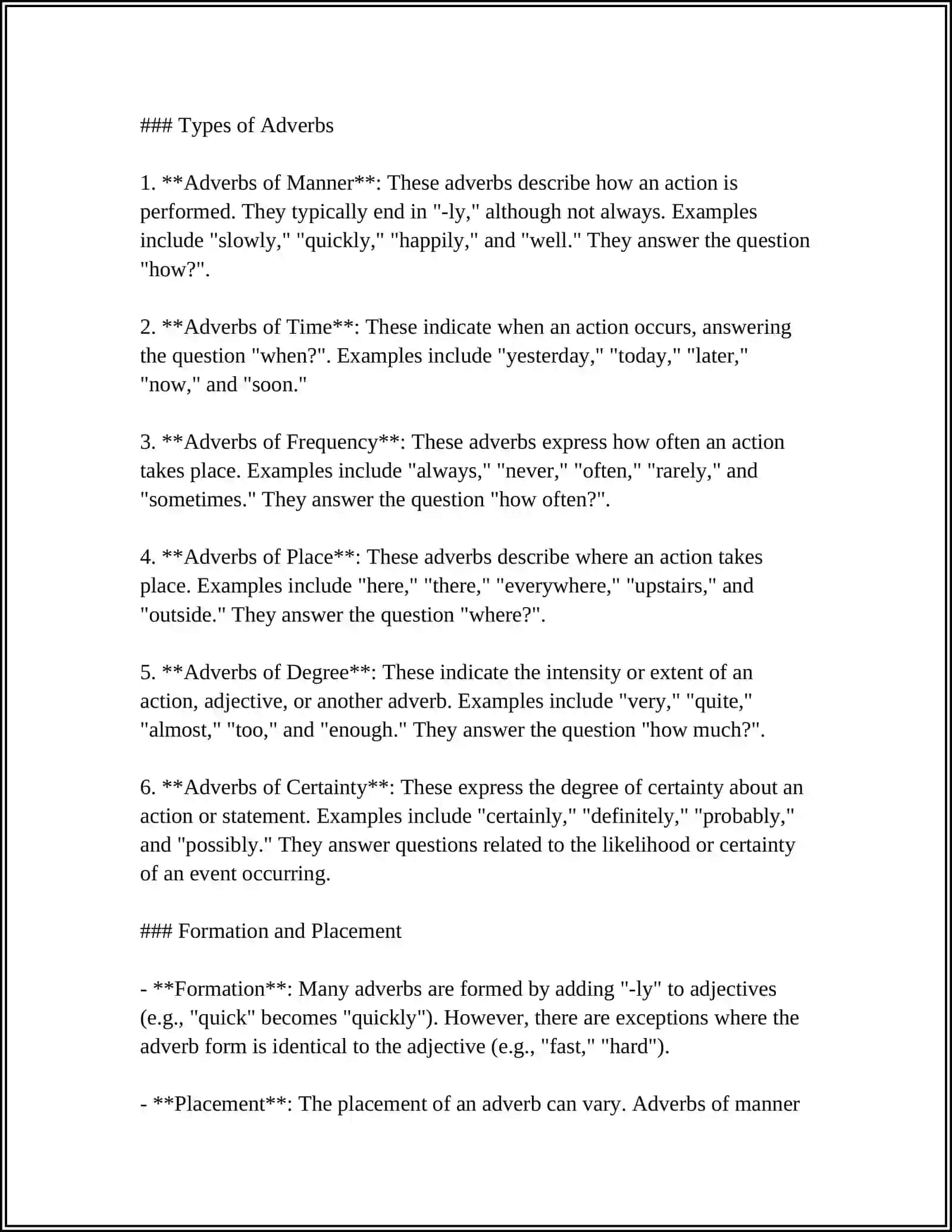 MUSTAQIL ISH: Theme: ADVERBLAR 4