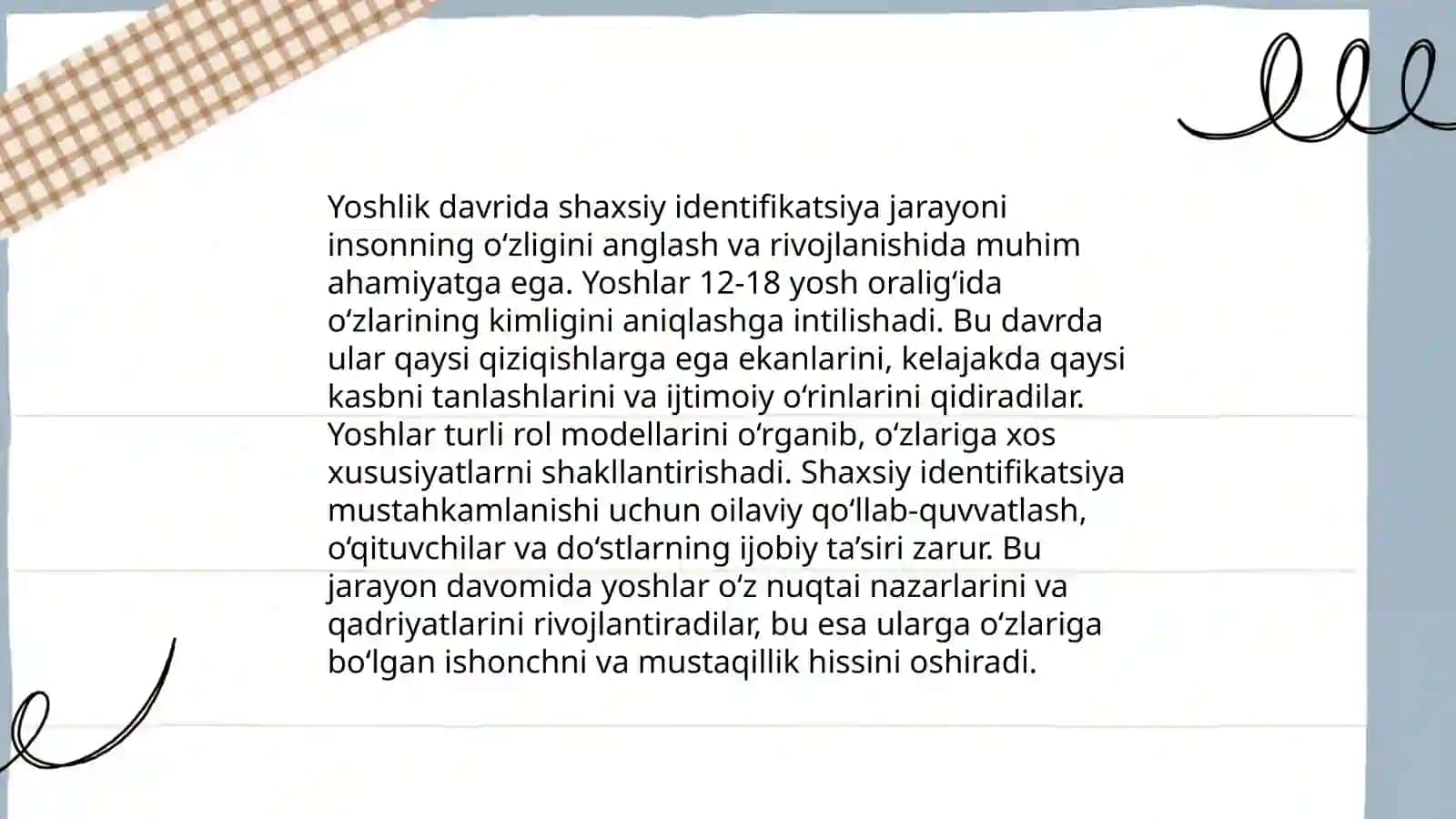 Yoshlik davri va uning o'ziga xos xususiyatlari, yutuklik davrining birinchi bosqichdagi shaxsning psixologik xususiyatlari 4