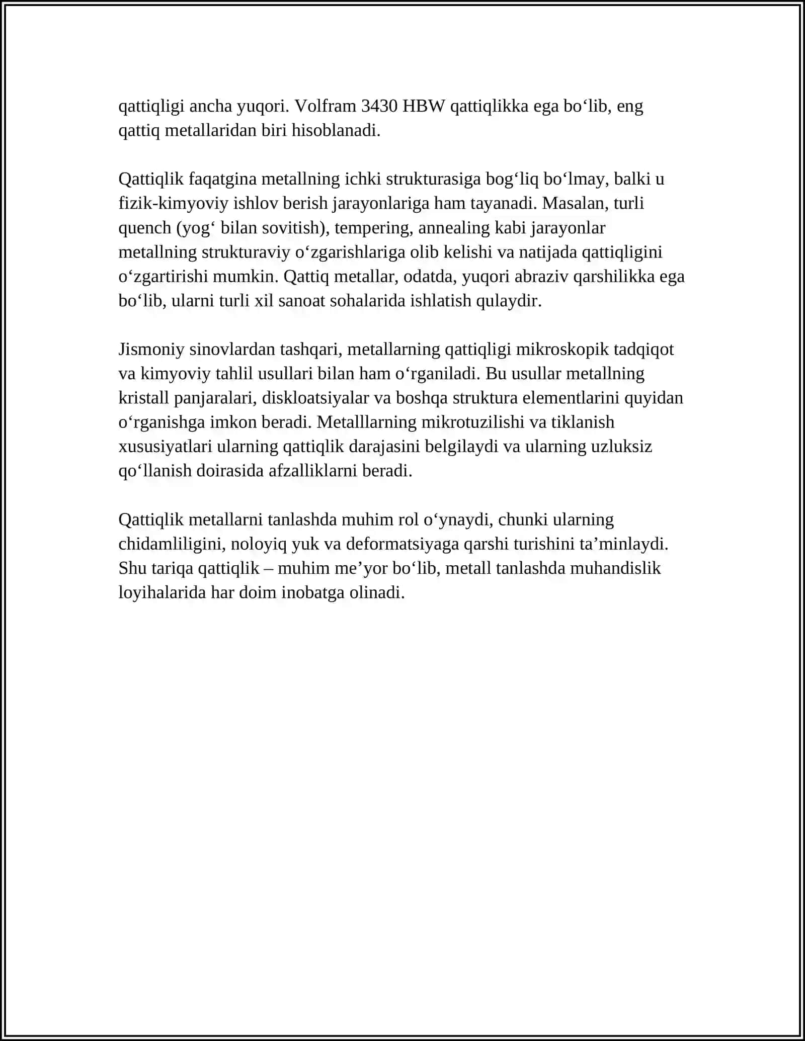 METALLARNING QATTIQLIGI 4