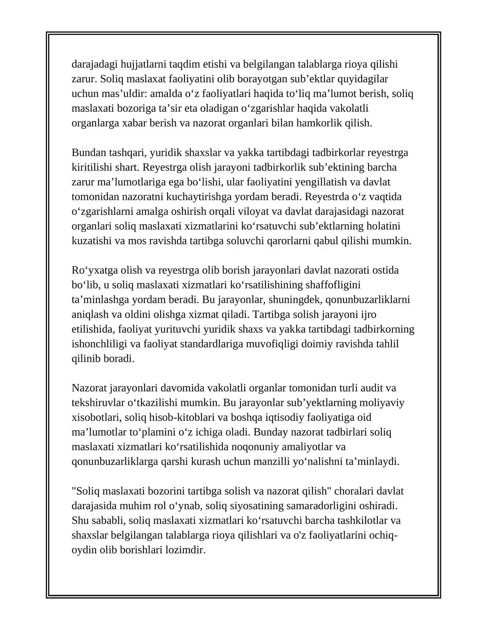 SOLIQ MASLAXATI BOZORINI TARTIBGA SOLISH VA NAZORAT QILISH YUZASIDAN 4