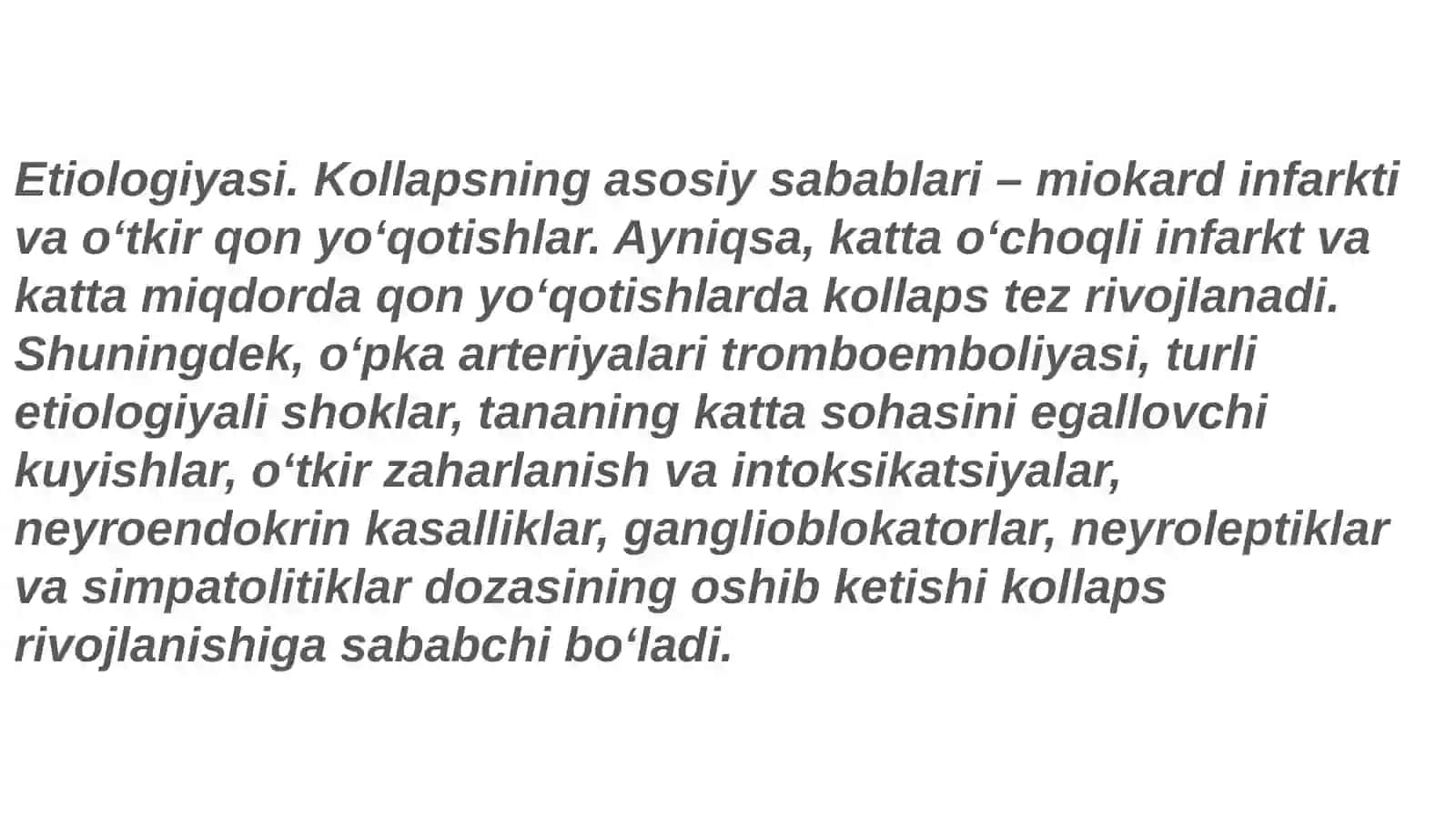 Kollaps. Uning belgilari. Kollaps holatida 1-yordam ko'rsatish 4