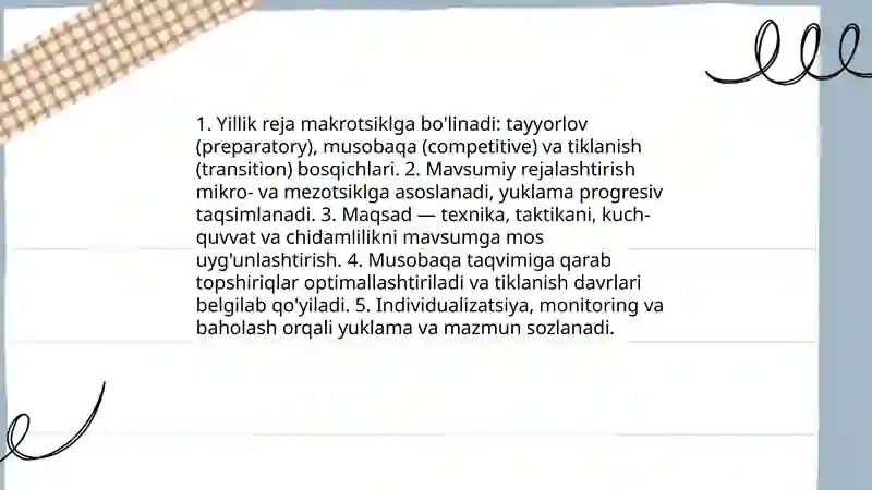 Voleybol mashgulotlarini rejalashtirishni umumiy tamoyili 4