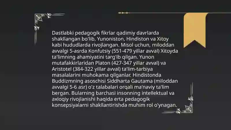 Pedagogik gʻoyalarning rivojlanish bosqichlari 4