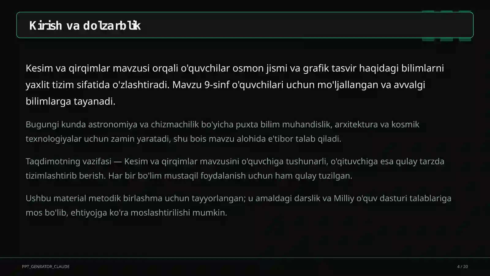 Kesim va qirqimlar (9-sinf) 4