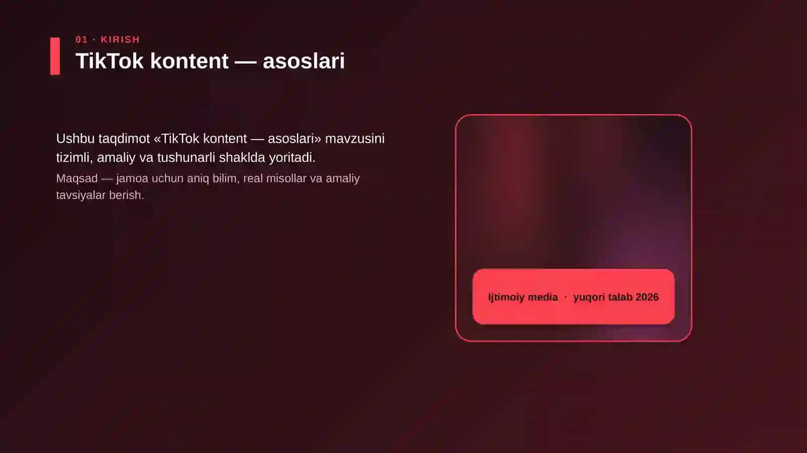 TikTok kontent — asoslari 2