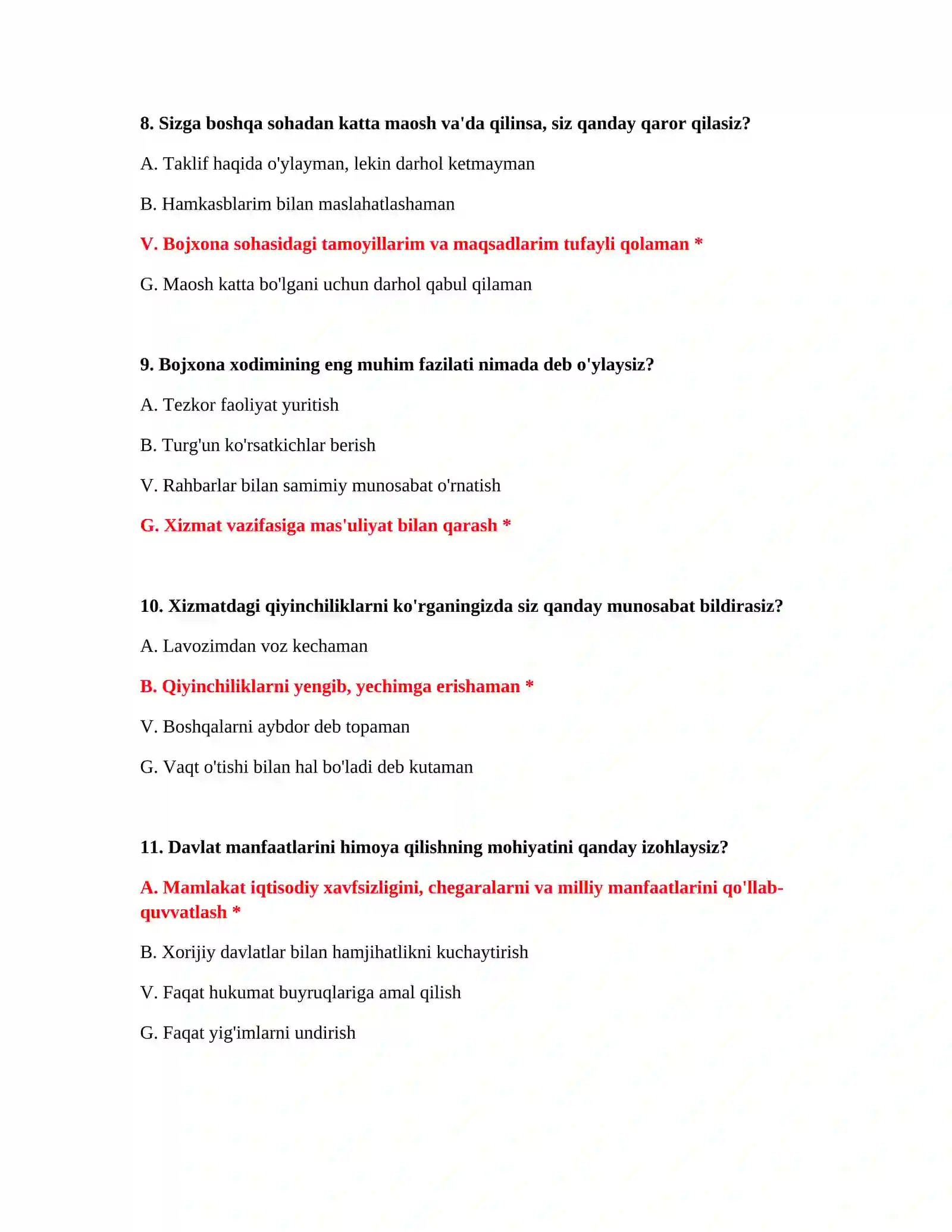 Bojxona psixologik test online 4