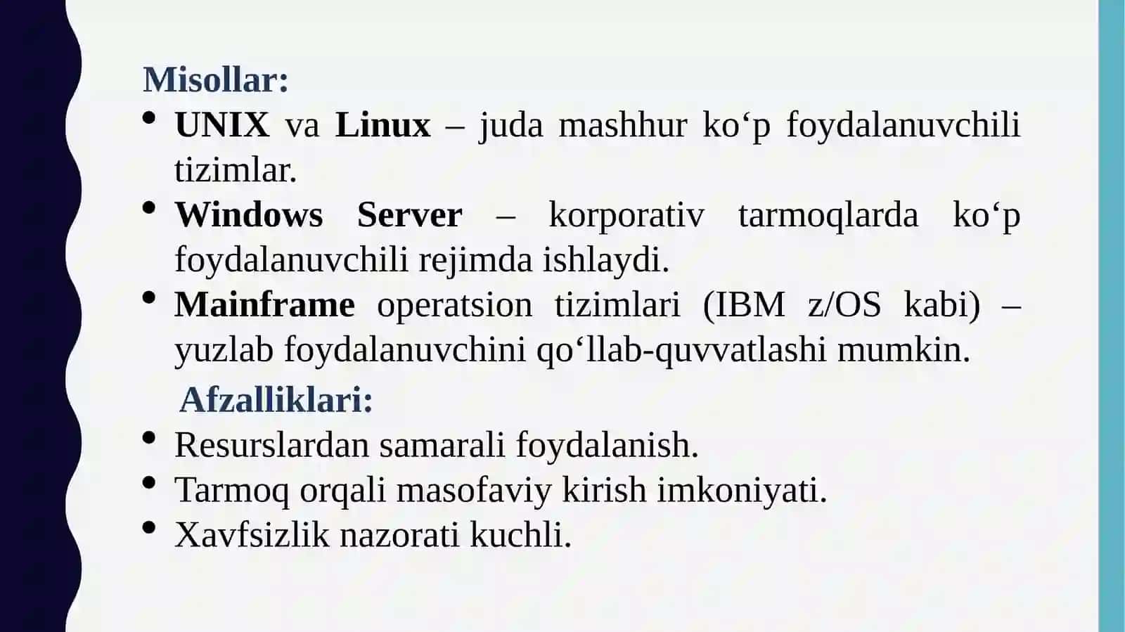 Ko‘pfoydalanuvchili operatsion tizimlar 4