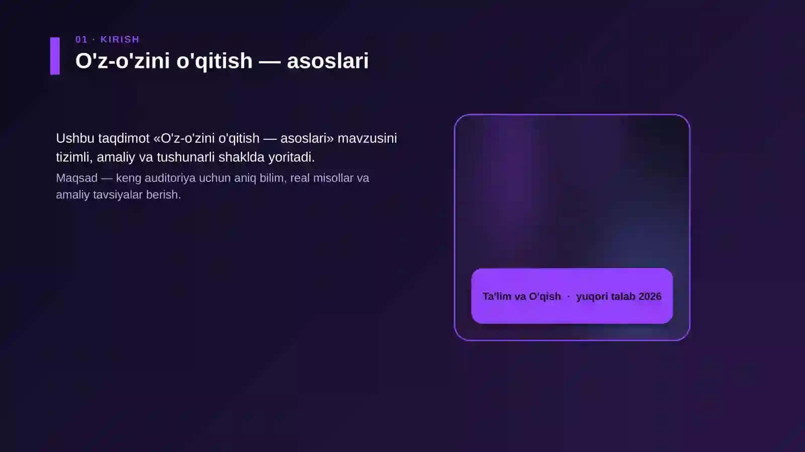 O'z-o'zini o'qitish — asoslari 4
