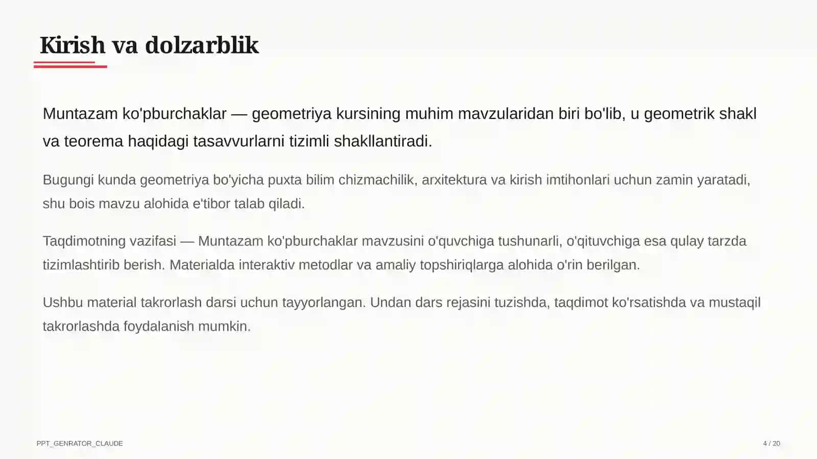 Muntazam ko'pburchaklar (9-sinf) 1