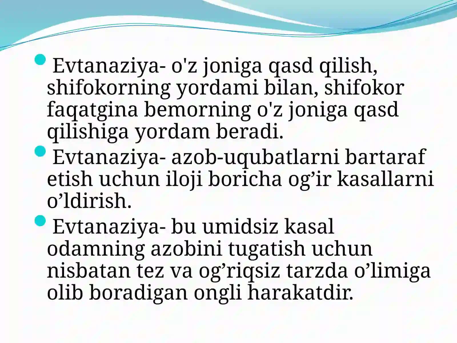 Evtanaziya. Turlari, afzaliklari va kamchiliklarini o'rganish 4