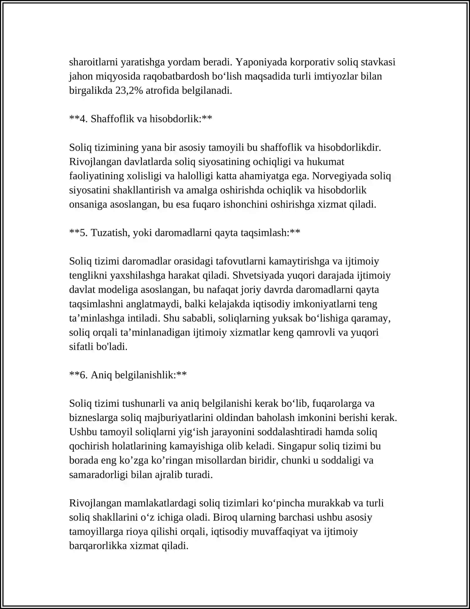 RIVOJLANGAN HORIJIY MAMLAKATLARDA SOLIQ TIZIMI 4