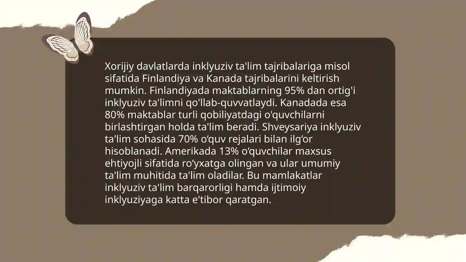 Inklyuziv ta'limni xorijiy davlatlarda nazariy va amaliy qoʻllab quvvatlanishi 4