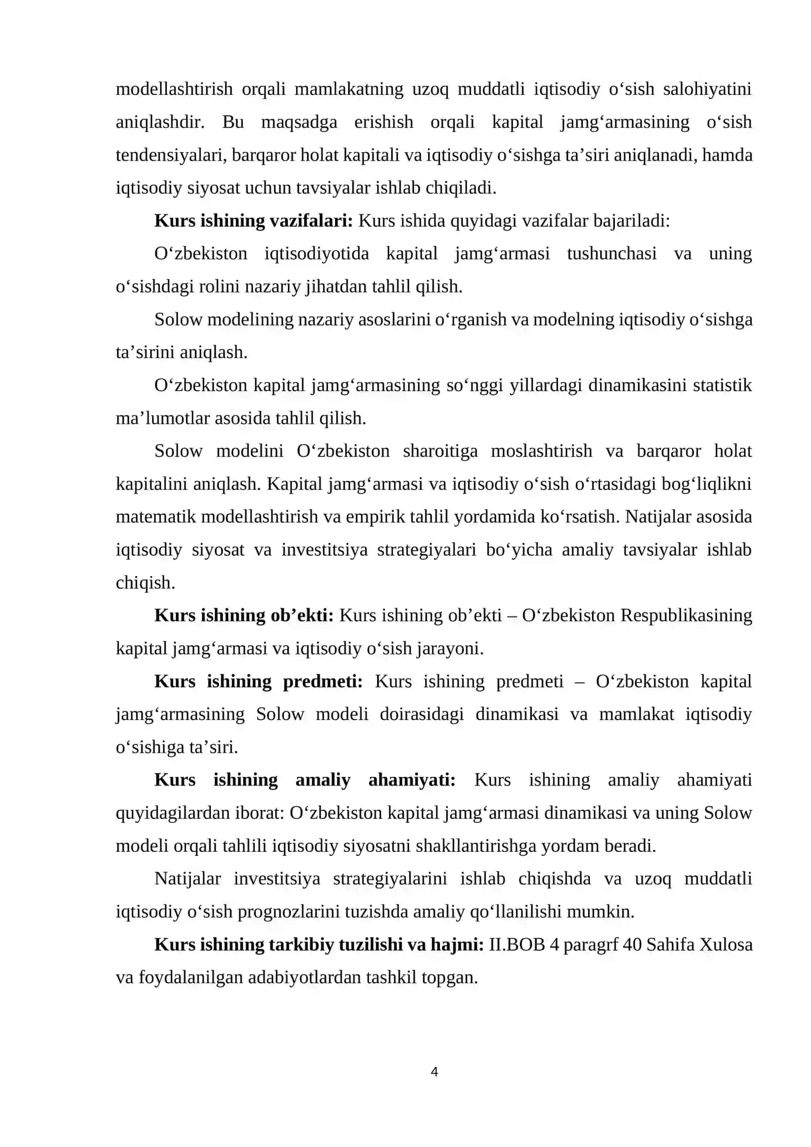 O‘ZBEKISTON KAPITAL JAMG'ARMASI DINAMIKASI VA SOLOV MODELIGA MOSLASHUVI 4