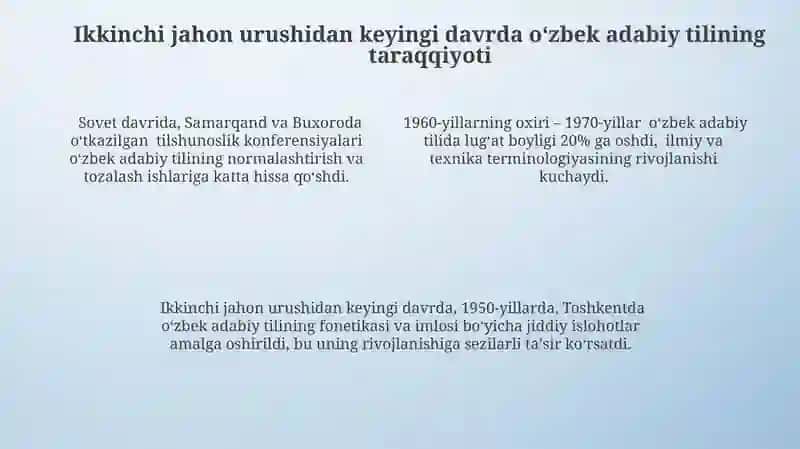 Zamonaviy oʻzbek adabiy tilining taraqqiyot bosqichlari 4