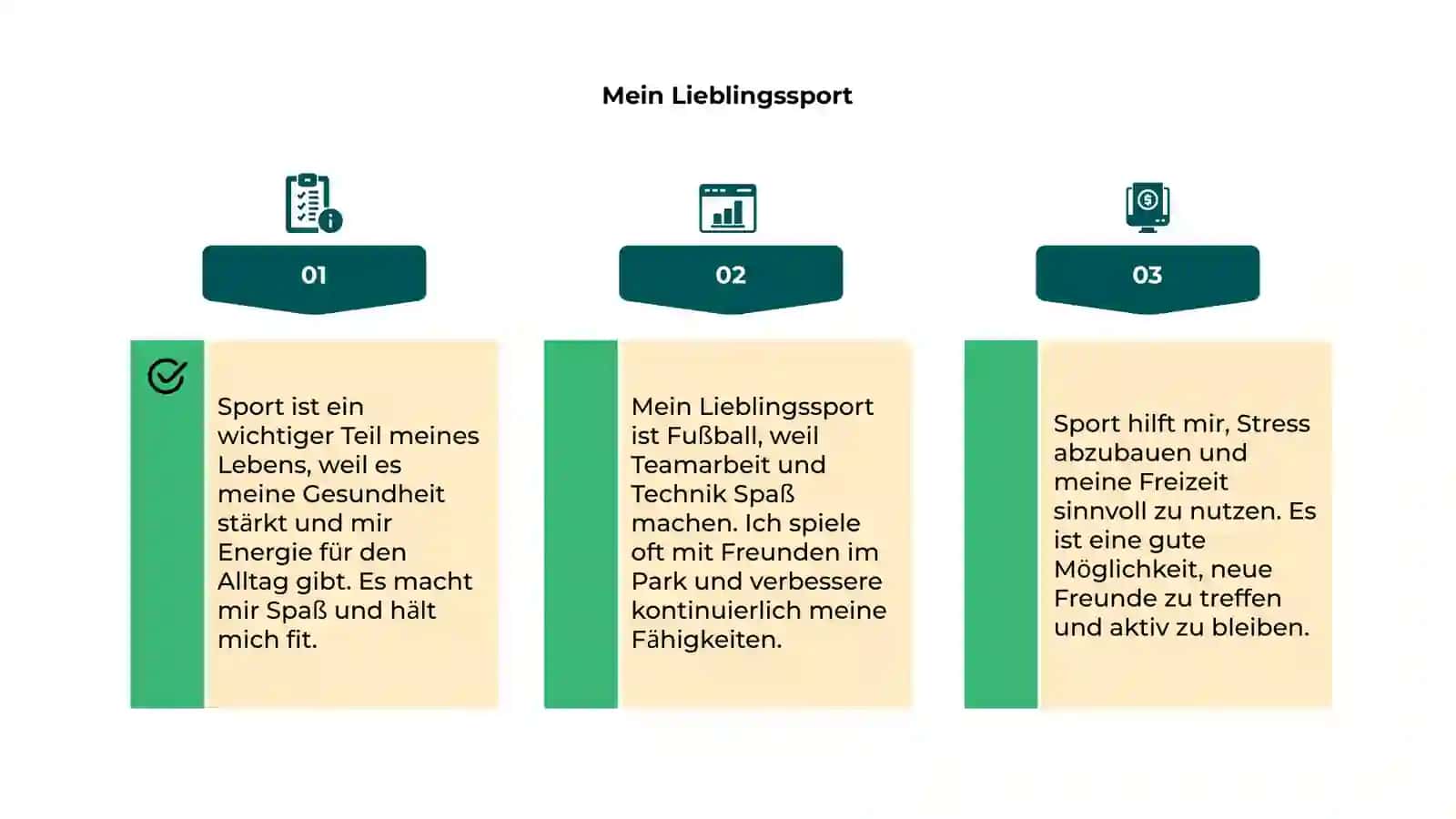 Sport in meinem Leben.“ (Sport mening hayotimda) mavzusiga suratli prezentatsiya tayyorlash 4