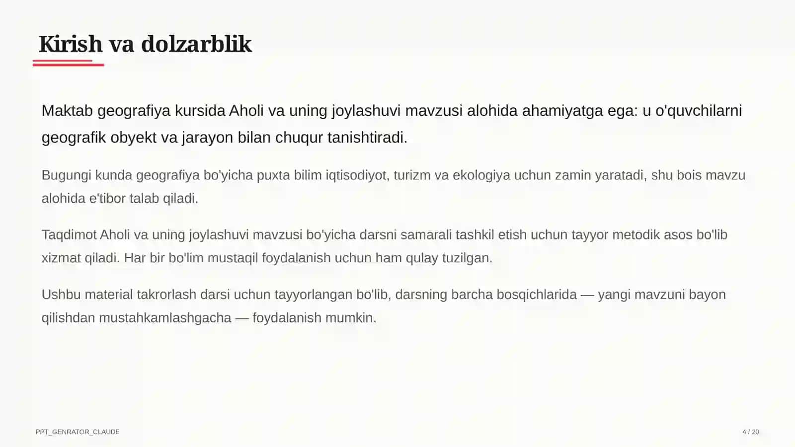 Aholi va uning joylashuvi (6-sinf) 4
