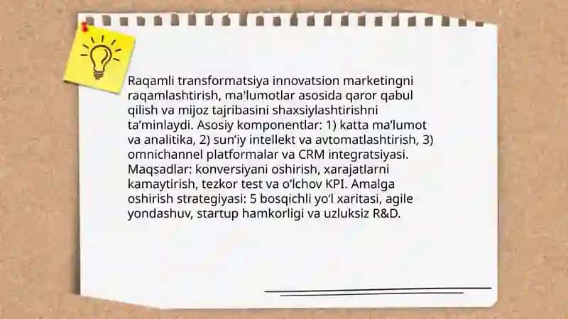 Innovatsion marketingni rivojlantirish. Ungarboyeva Sevinch 4