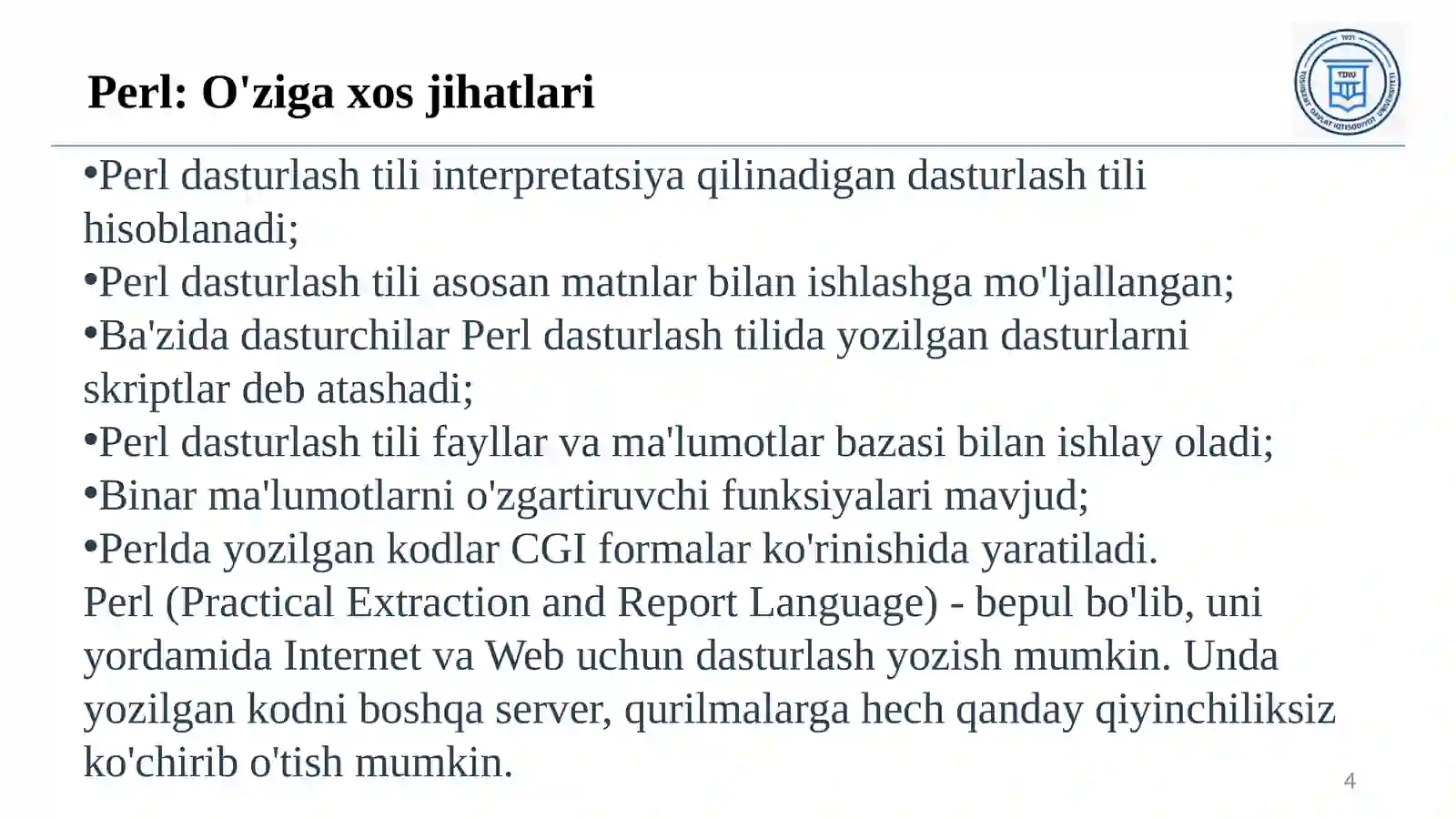 Perl dasturlash tili 4