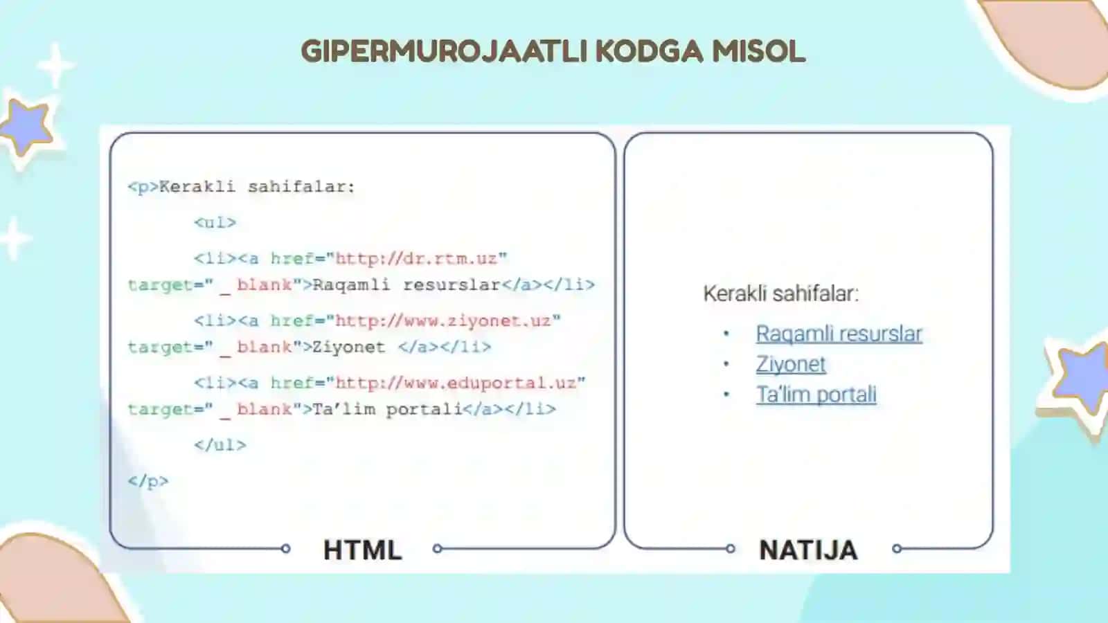 VEB-SAHIFAGA GIPERMUROJAAT VA IFRAME JOYLASHTIRISH 4
