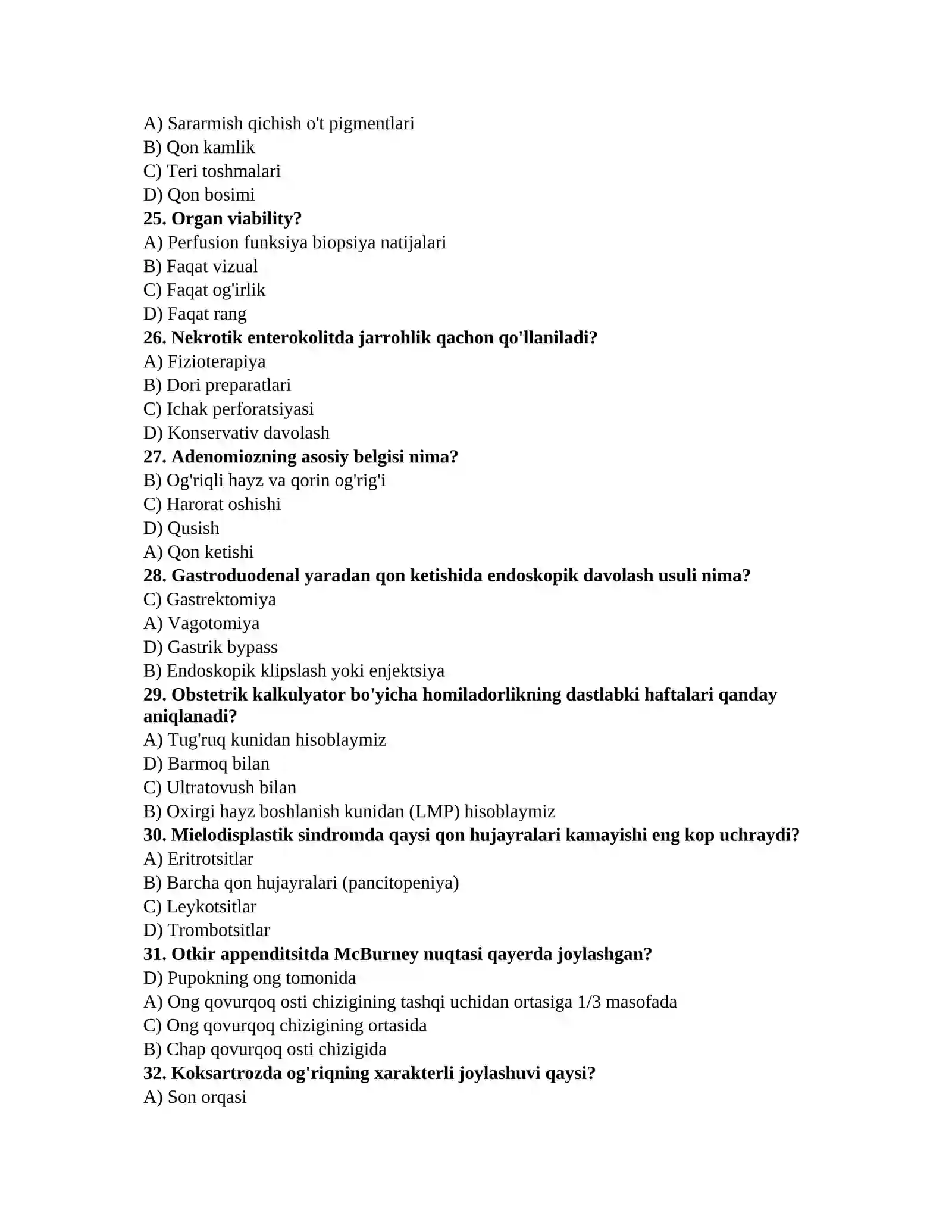 Tibbiy testlar 4