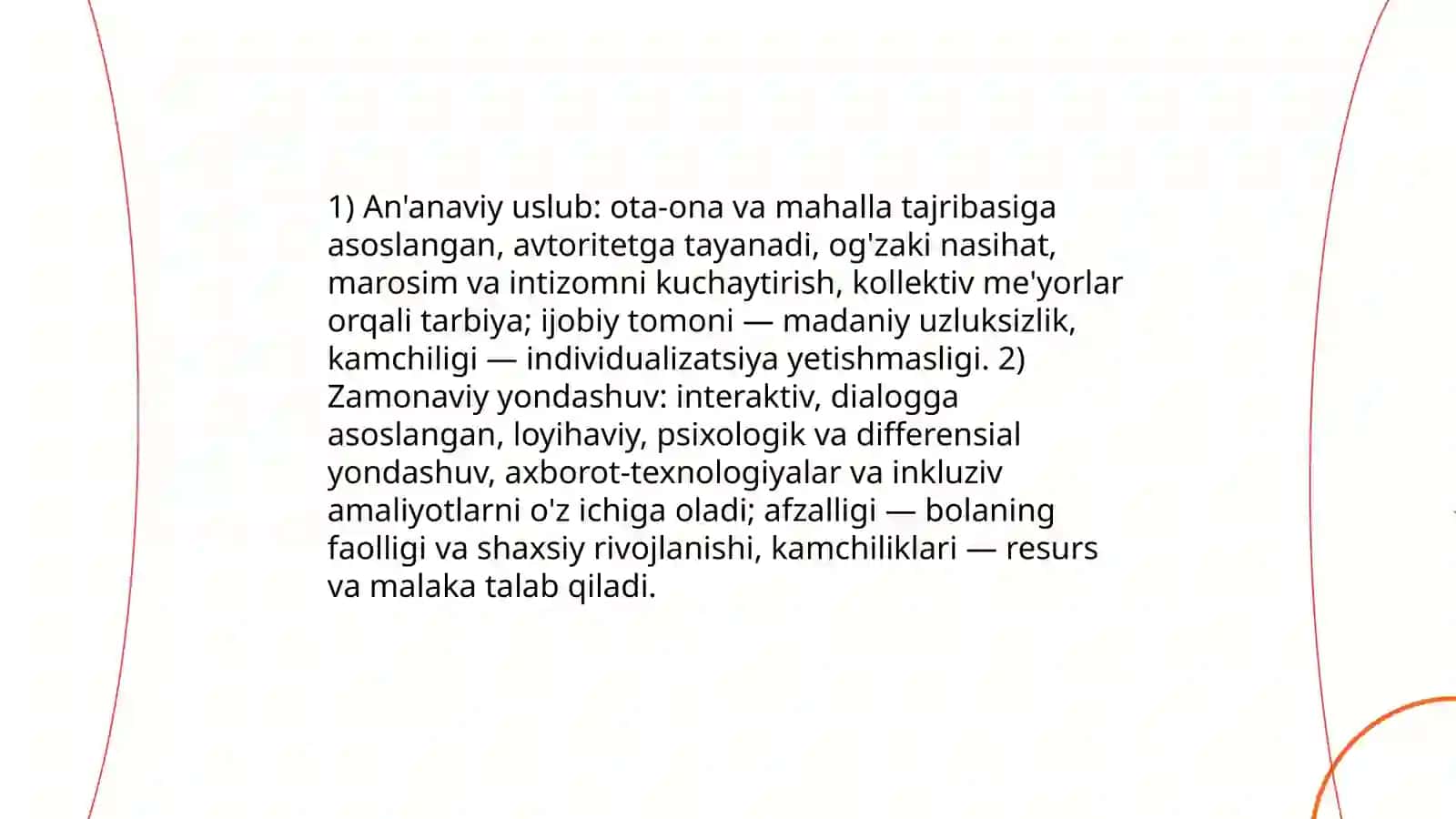 Xalq pedagogikasida tarbiya uslublari boʻyicha taqdimot tayyorlash 4