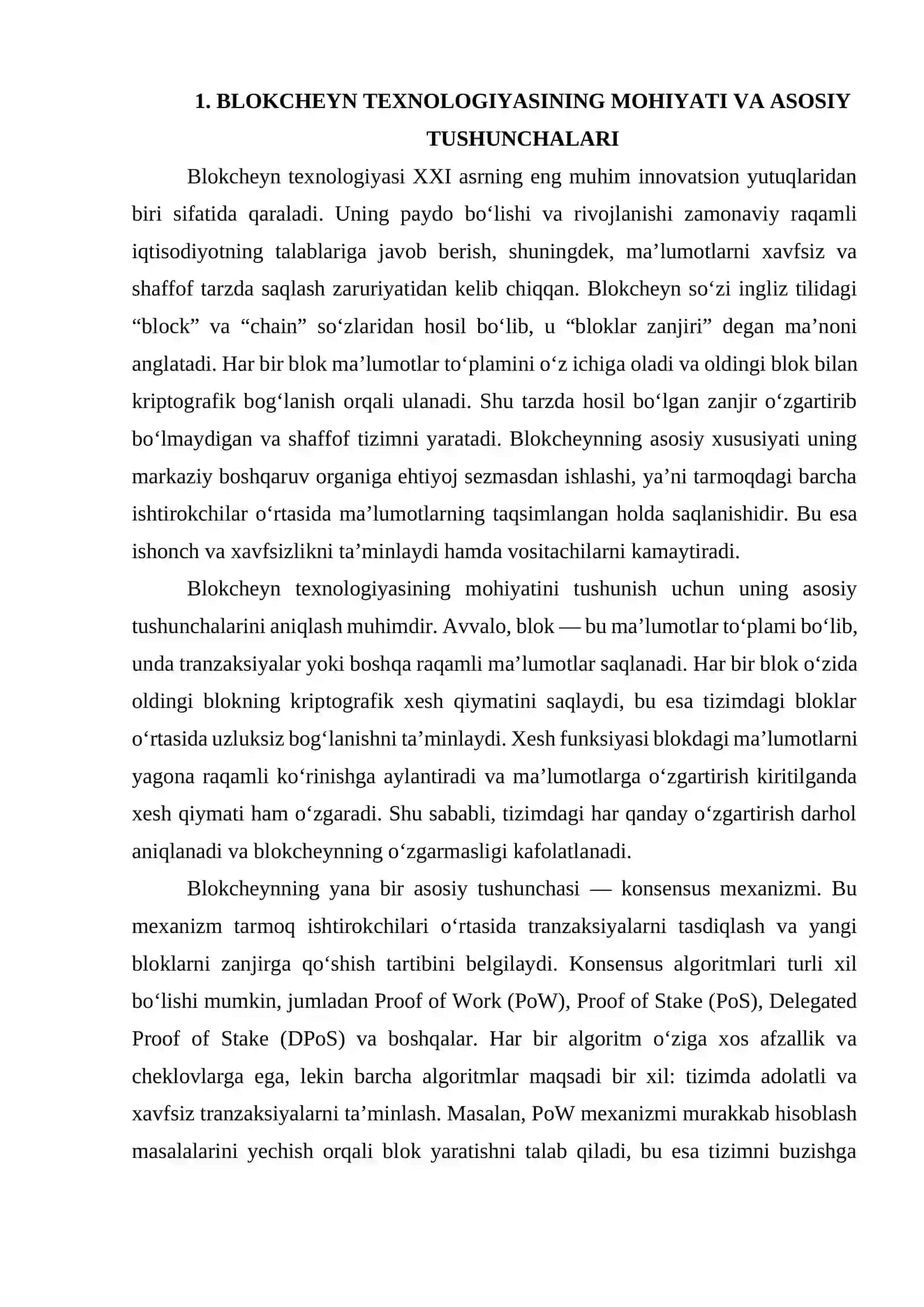 BLOKCHEYN TEXNALOGIYASIDAN TURLI TARMOQ SOHALARIDA FOYDALANISH XUSUSIYATLARI 4