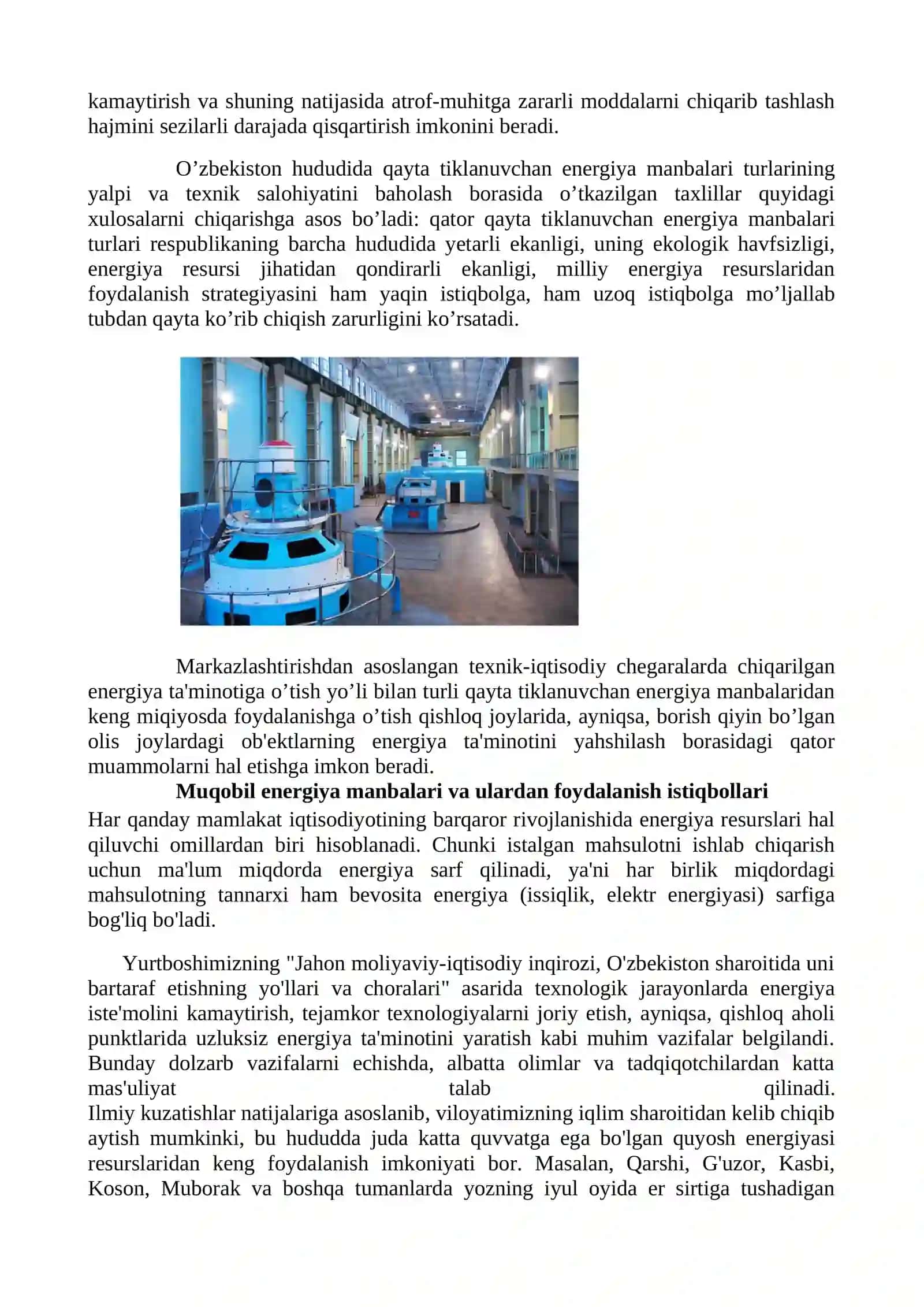 Muqobil energiya turlari va ulardan foylanaish zarurati 4
