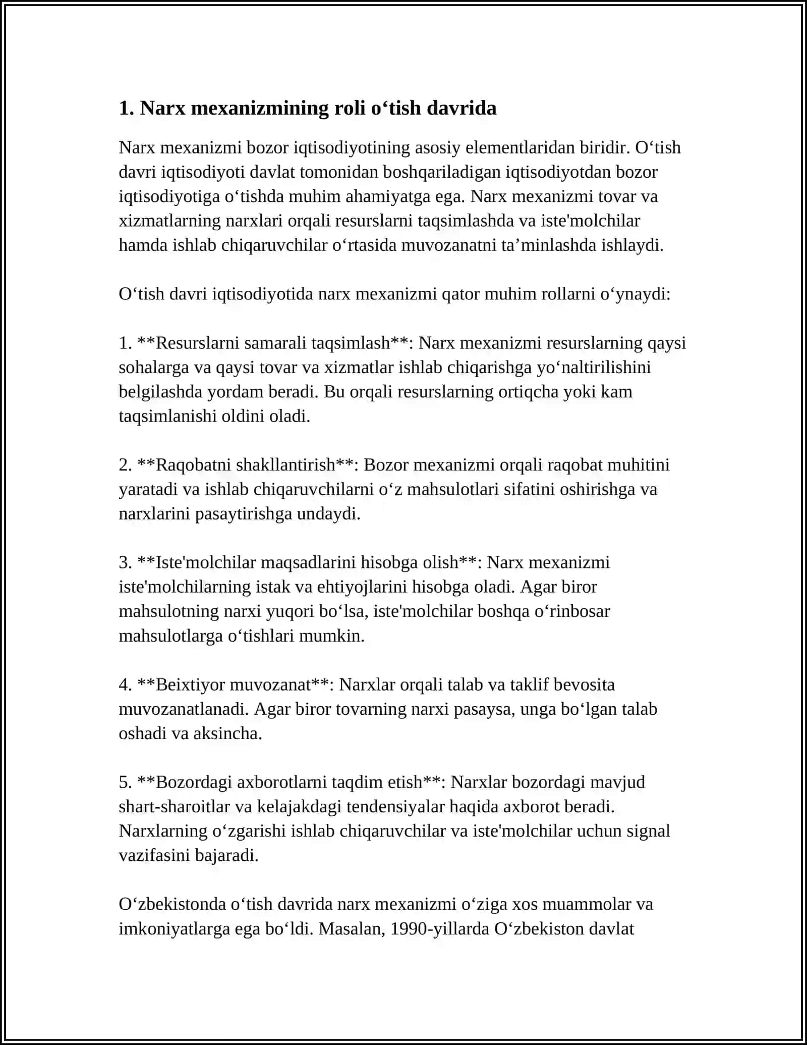 BOZOR IQTISODIYOTIGA O‘TISH DAVRIDA DAVLATNING NARX SOYOSATI 4