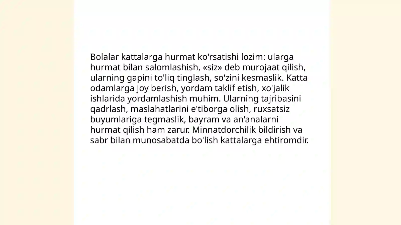 Kundalik odob axloq qoidalari 4