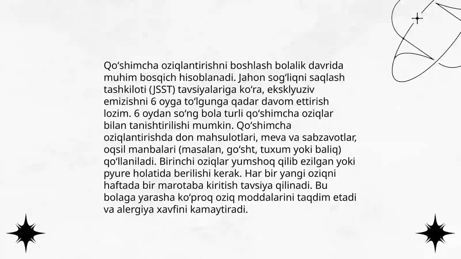 Turli yosh davirlarda bolalar ovqatlanishining oʻziga xosligi ovqatlanish gigenasi 4