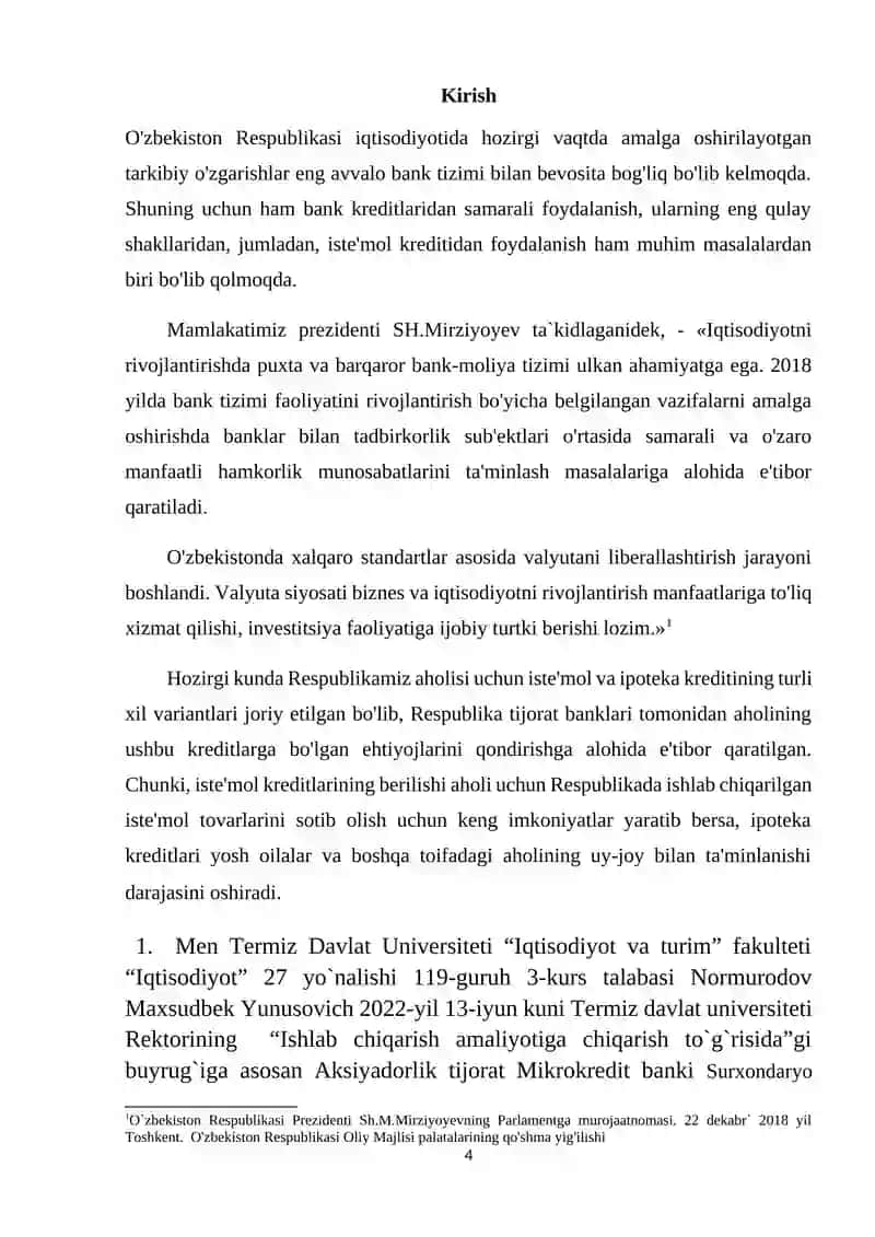Mikrokredit banki Amaliyot bo’yicha hisobot 4