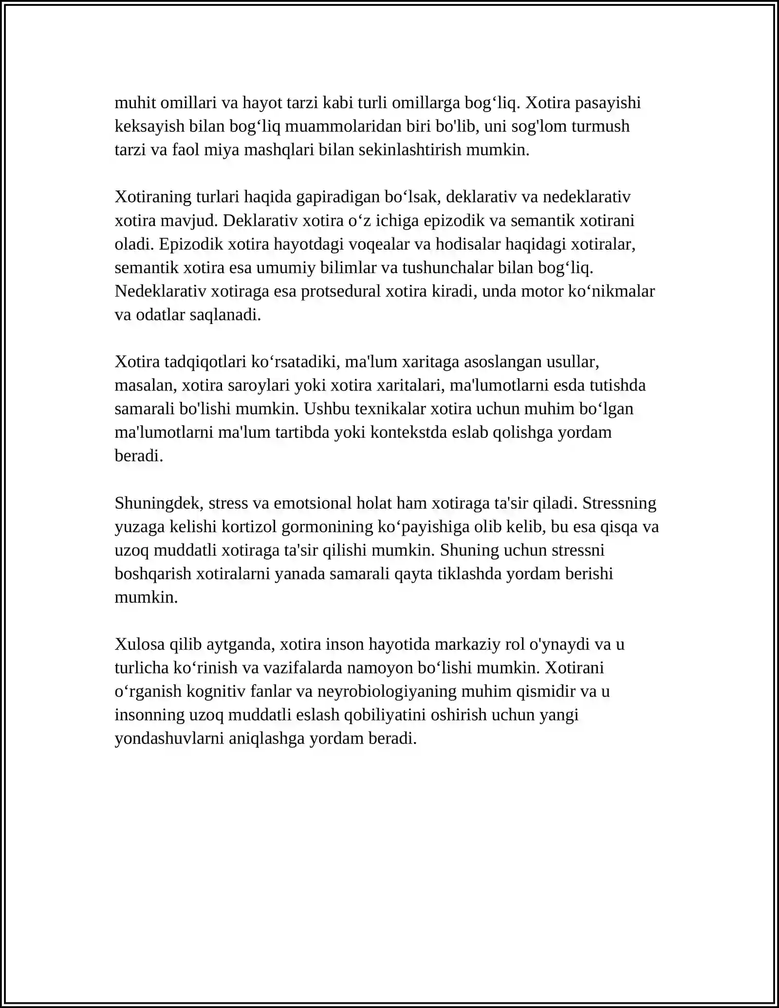 XOTIRA HAQIDA TUSHUNCHA VA UNING NERV-FIZIOLOGIK ASOSI 4