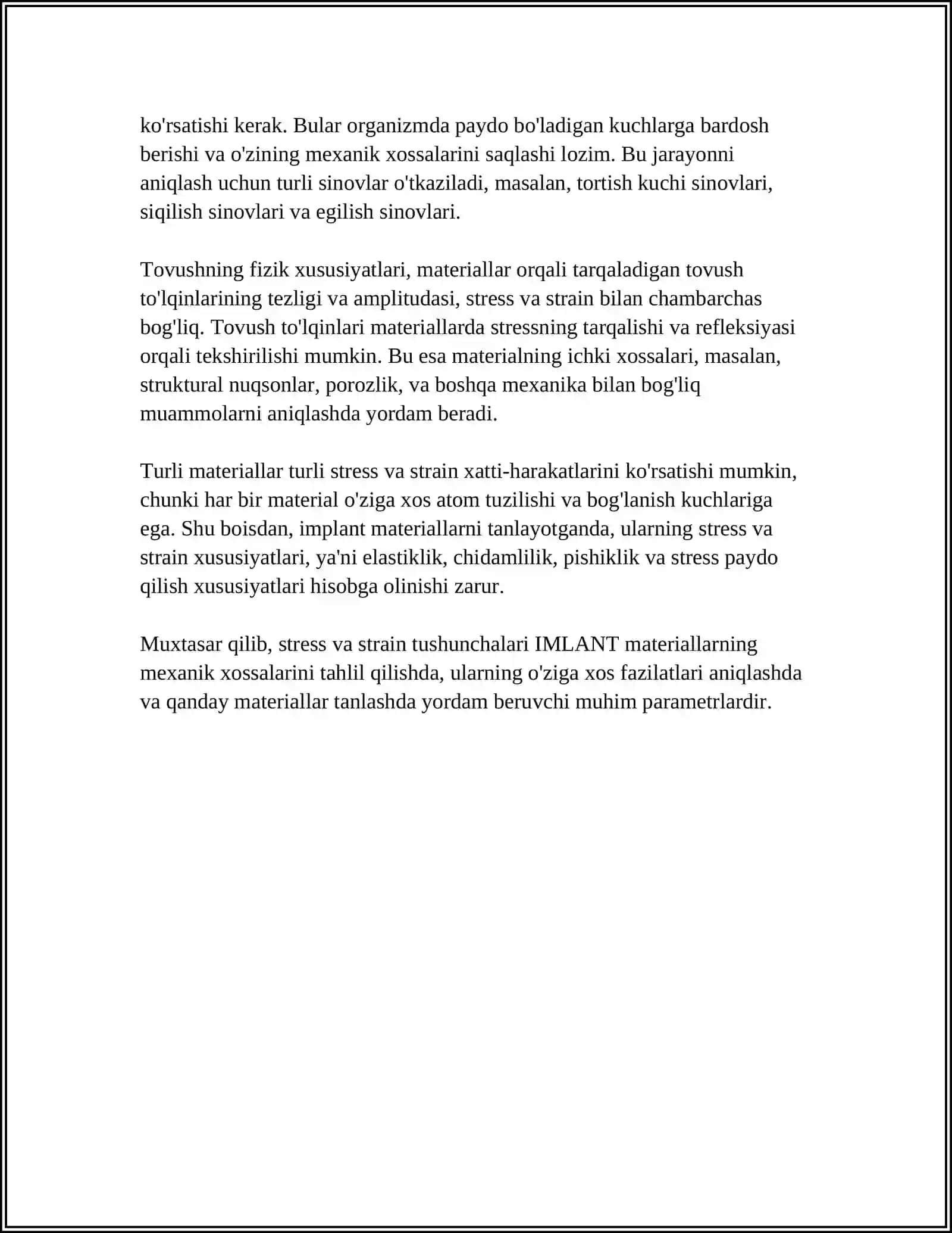 IMLANT MATERIALLARNING MEHANIK HOSSALARI.TOVUSHNING FIZIK HUSUSIYATLARI 4