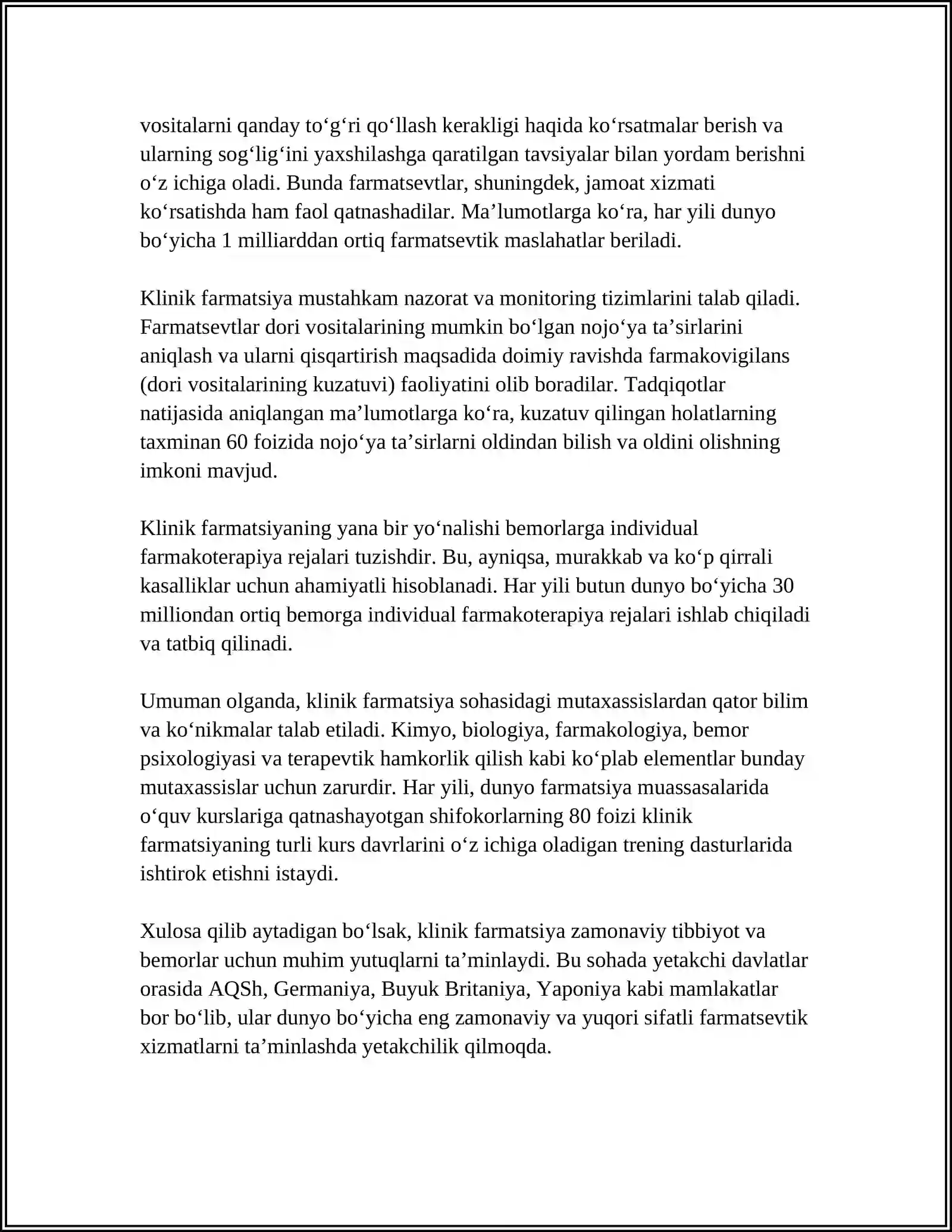 KLINIK FARMATSIYA FANI.UMUMIY PRINSIPLARI,DORILARNING ORGANIZMGA KIRITISH YO'LLARI VA SO'RILISHI. ULARNING OQSILLAR BILAN BOG'LANISHI VA ORGANIZMDA TARQALISHI 4