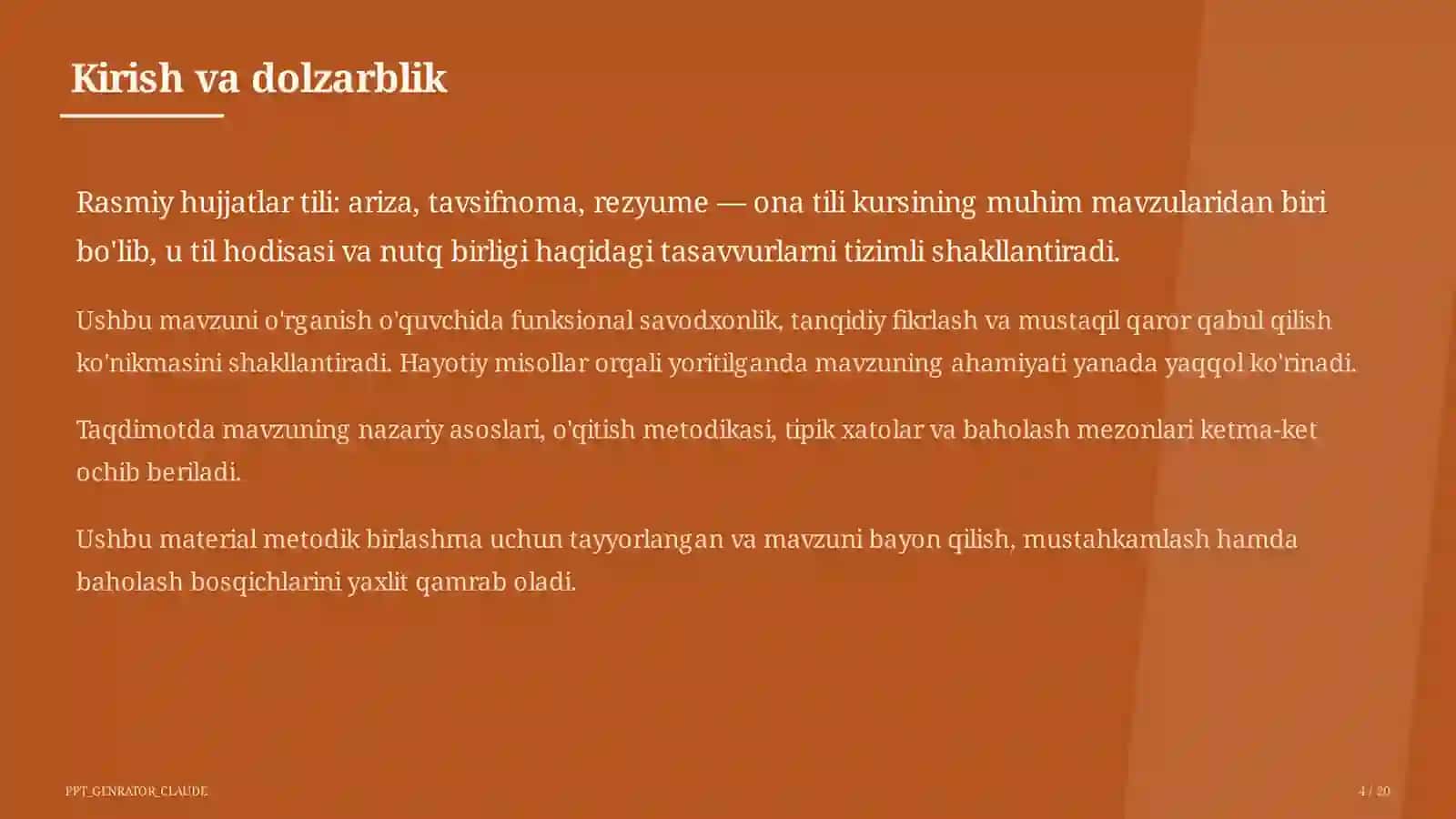Ona tili (5–11) — metodik birlashma uchun 4