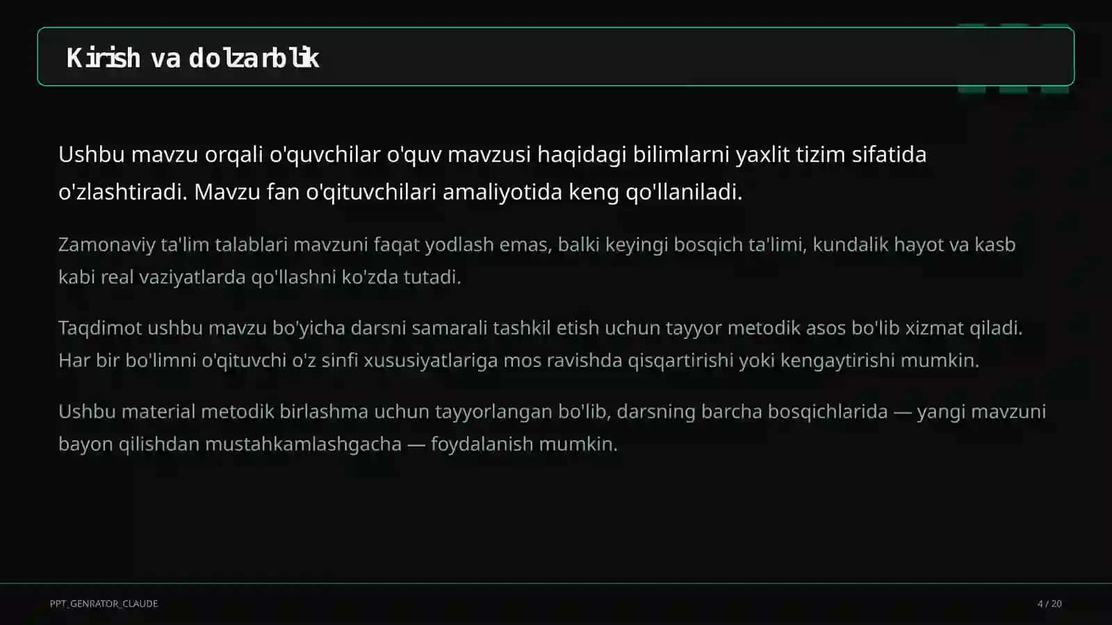 Sun'iy intellekt yordamchisi bilan dars ishlanmasi tuzish (2026) 4