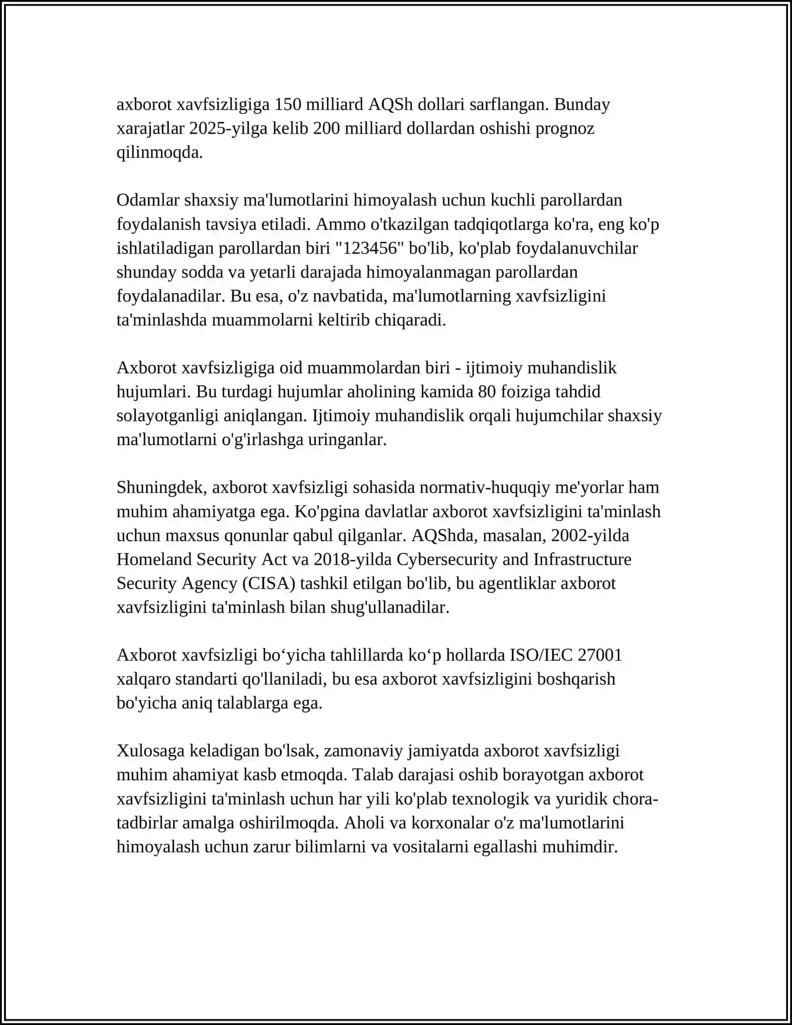 XAVFSIZLIKNI TAʼMINLASH TAMOYILLARI VA USLUBLARINI TAHLIL QILISH 4