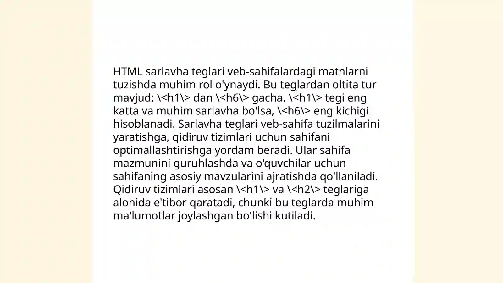 HTML teglari bilan ishlash va misollar 4