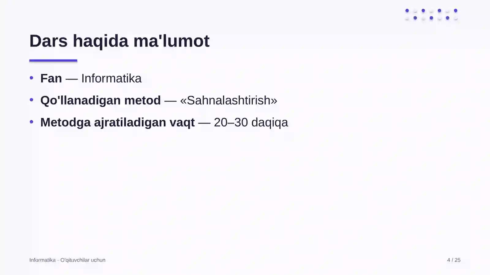 informatika darslarida sahnalashtirish metodidan foydalanish 1607 4