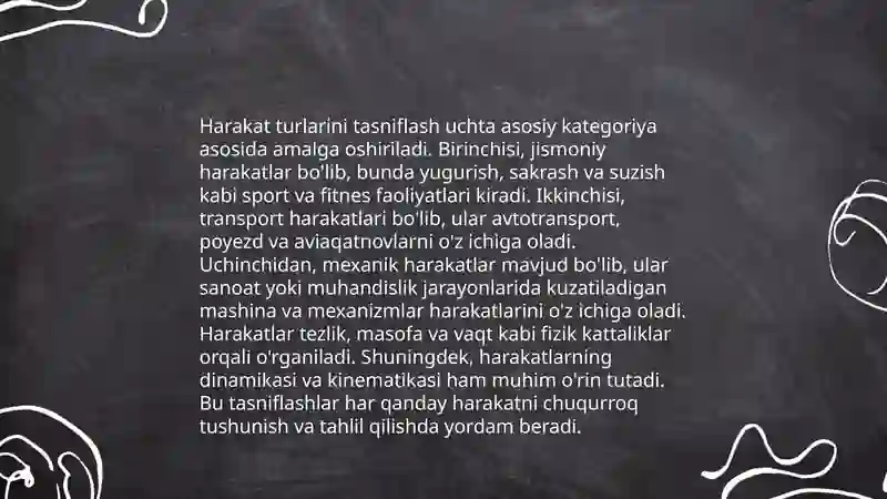 Harakatning koordinatsion murakkabligini va uni aniqlash 4