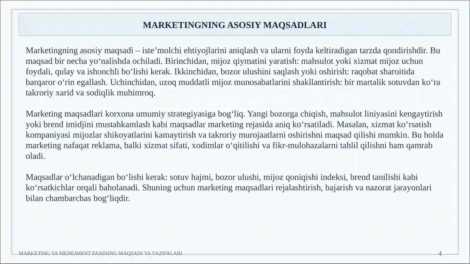 MARKETING VA MENEJMENT FANINING MAQSADI VA VAZIFALARI 4