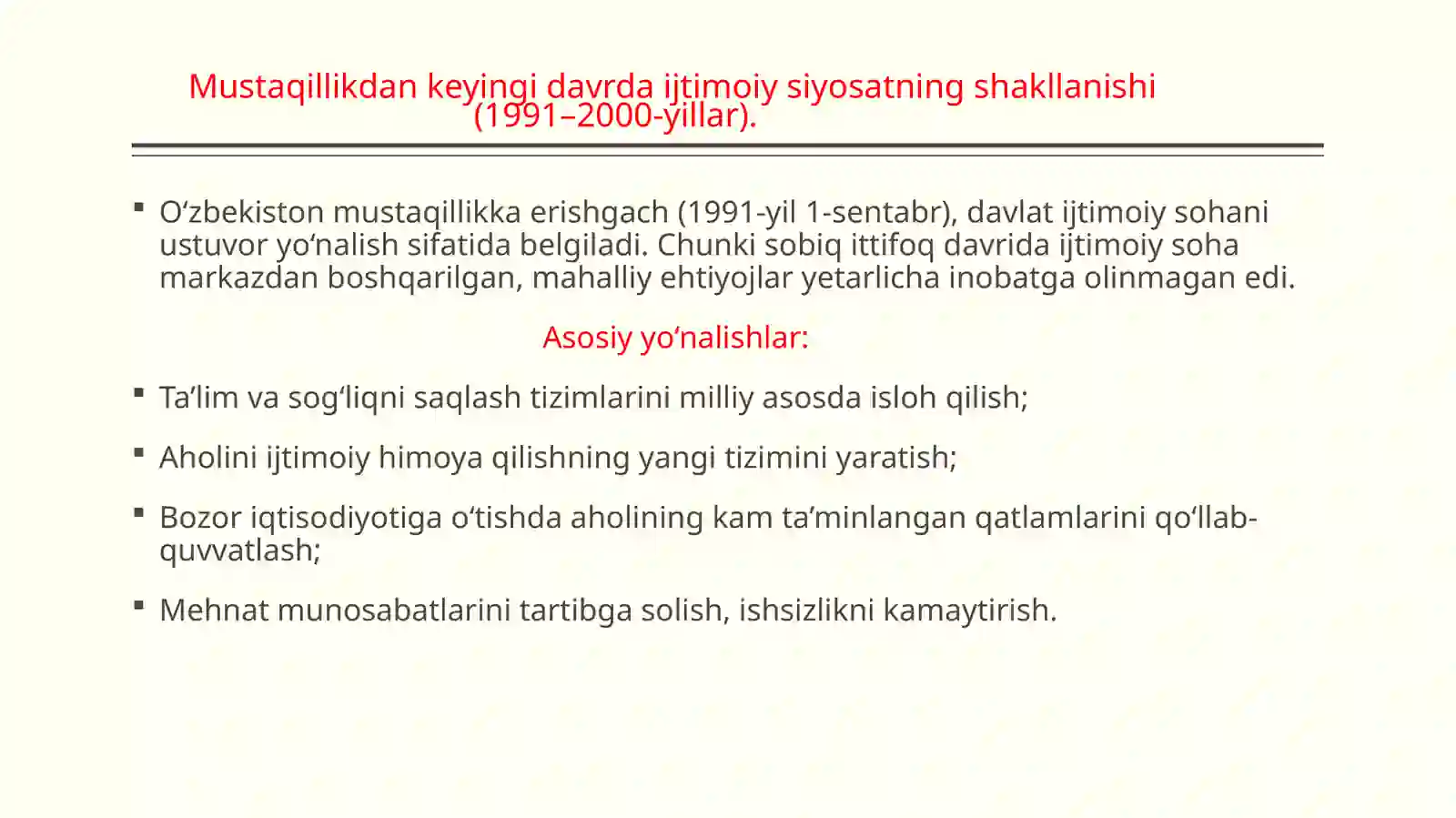 O’zbekistoning eng yangi tarix fani 4