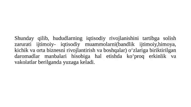 Mintaqalarni ijtimoiy-iqtisodiy rivojlanishini tartibga solish mehanizmlari. 4
