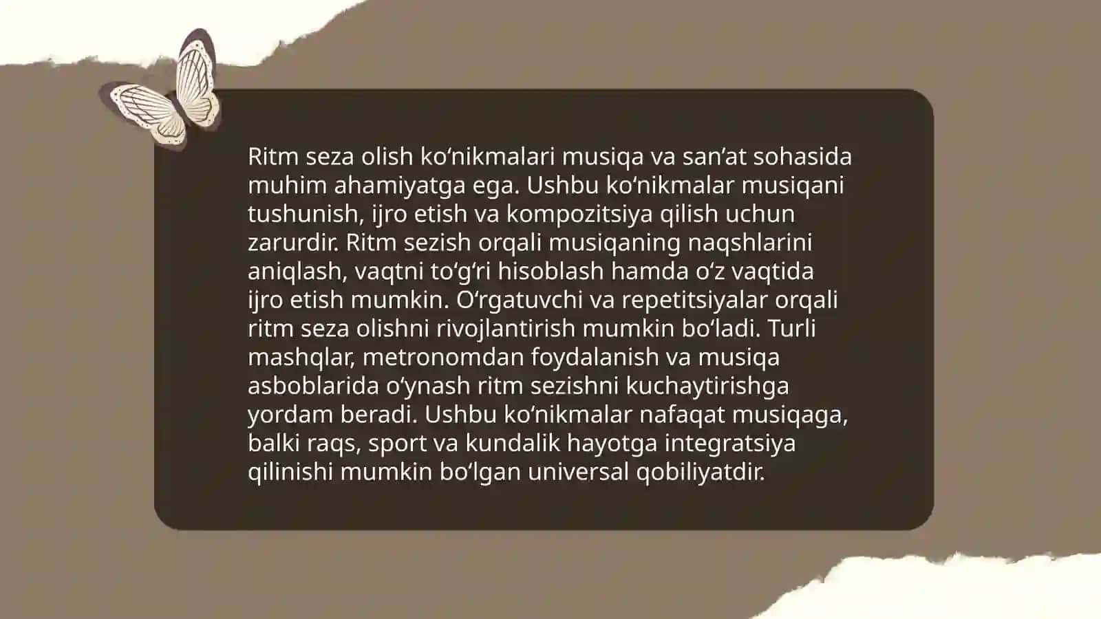 Musiqa tinglash hamda idrok etishda bolalar namoyon qilgan ko'nikma, malaka va bilimlar 4