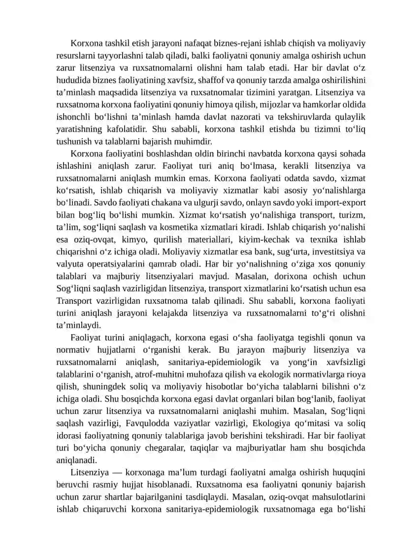 Korxonani tashkil etishda litsenziya va ruxsatnomalar tizimi 4