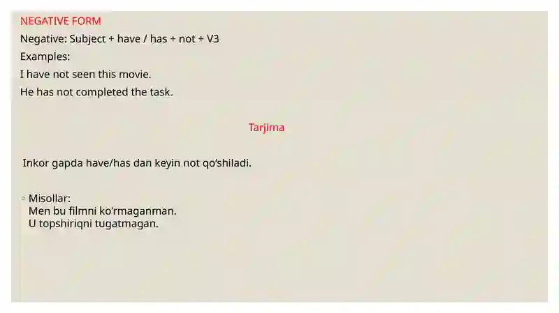 Present Perfect Tense 4