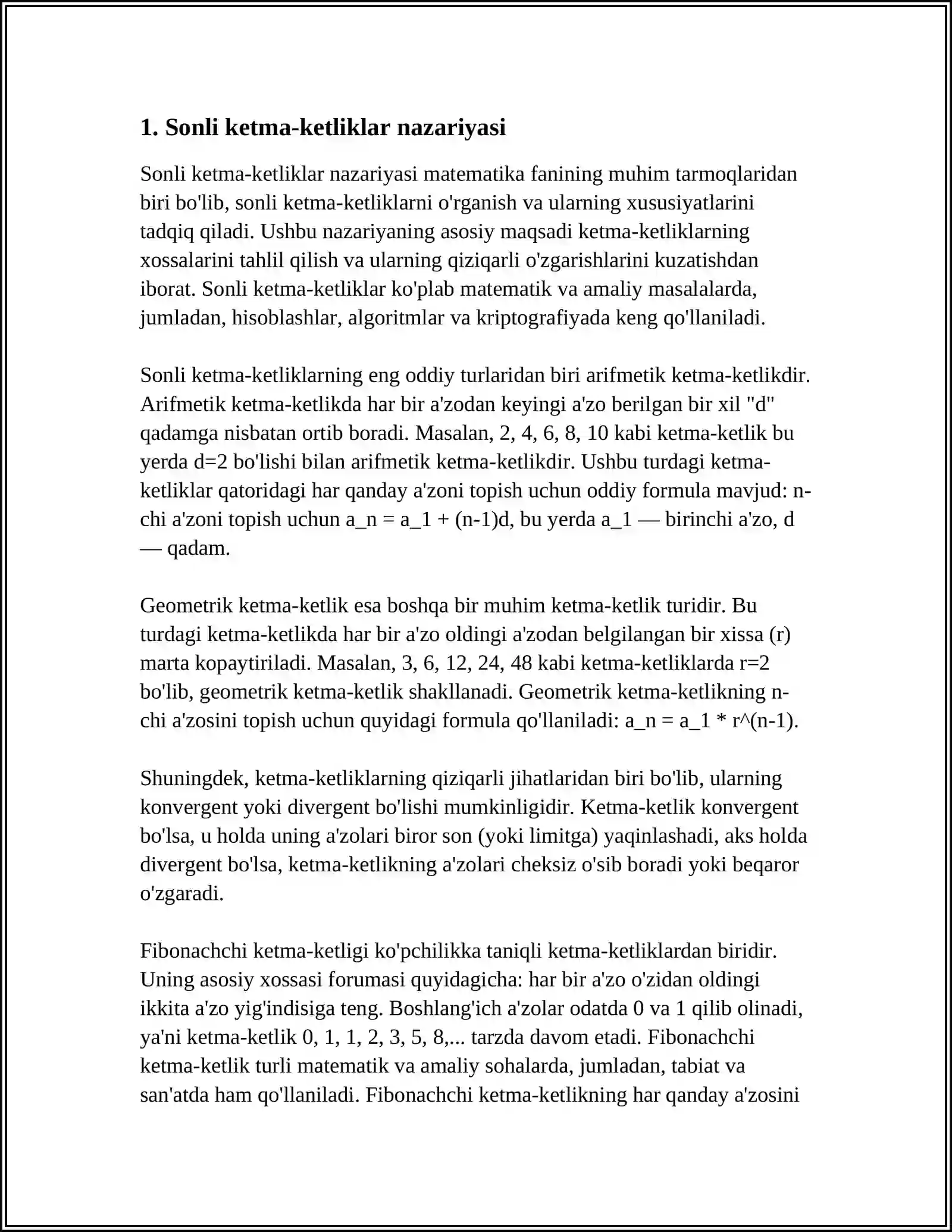 SONLI KETMA KETLIKLAR VA ULARNING LIMITI. FUNKSIYANING LIMITI. LIMITLAR XAQIDAGI ASOSIY TEORIMALAR 4