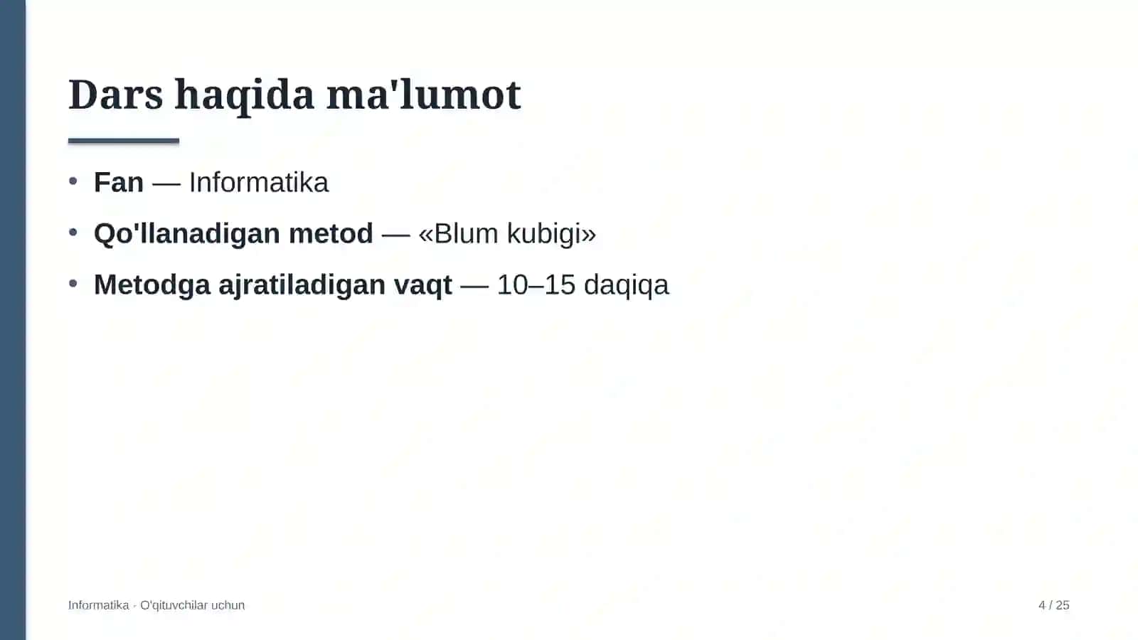 informatika darslarida blum kubigi metodidan foydalanish 2032 4