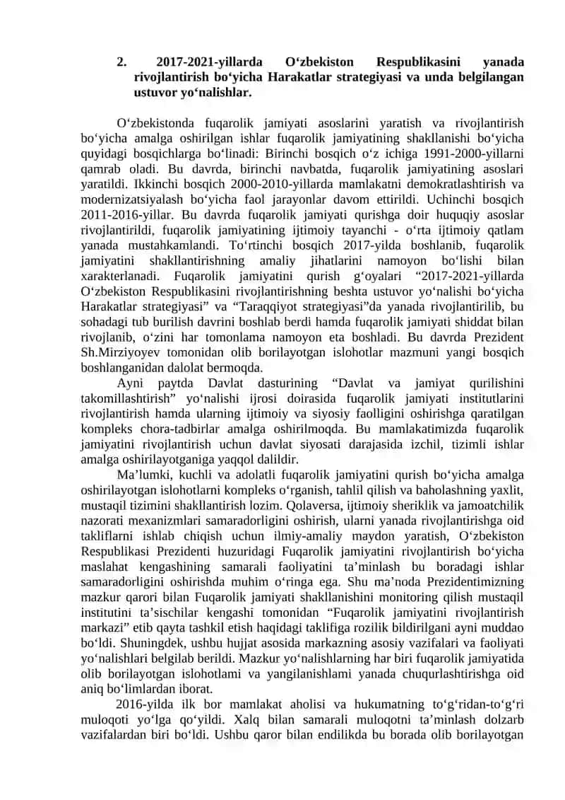 O‘zbekiston Respublikasinining 2021 yillar uchun mo’ljallangan Harakatlar strategiyasi 4
