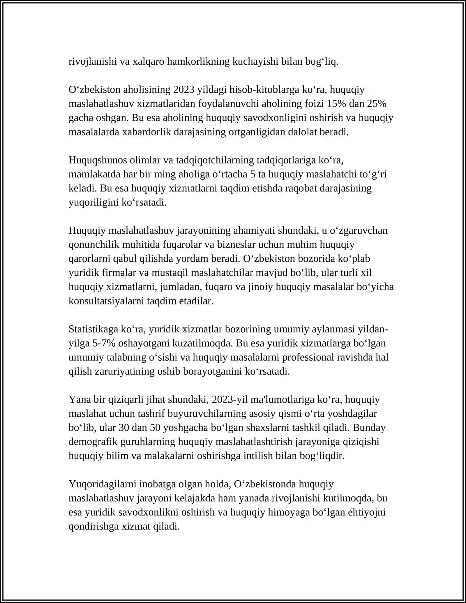 HUQUQIY KONSULTATSIYA VA MUZOKARALAR MAZMUNI 4